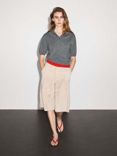 Massimo Dutti Вязанный свитер с короткими рукавами из 100% кашемира