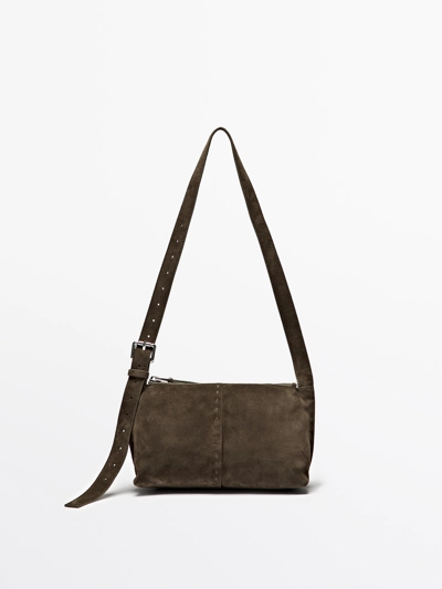 Massimo Dutti Маленькая сумка на плечо из замши купить с доставкой.