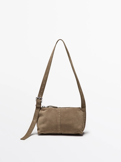 Massimo Dutti Маленькая сумка на плечо из замши купить с доставкой.