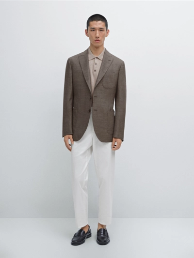 Massimo Dutti Структурированный пиджак из 100% шерсти купить с доставкой.