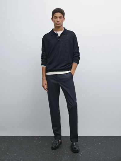 COTTON BLEND SLIM FIT TROUSERS