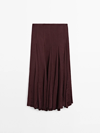 Massimo Dutti Миди-юбка с разрезами и деталями GODET - STUDIO