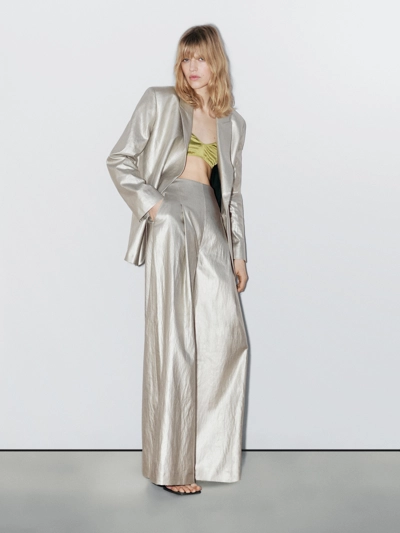 Massimo Dutti Брюки из металлической льняной смеси - STUDIO