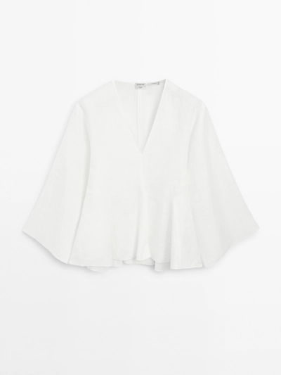 Massimo Dutti Блузка с деталями годе из 100% льна - STUDIO купить с доставкой.