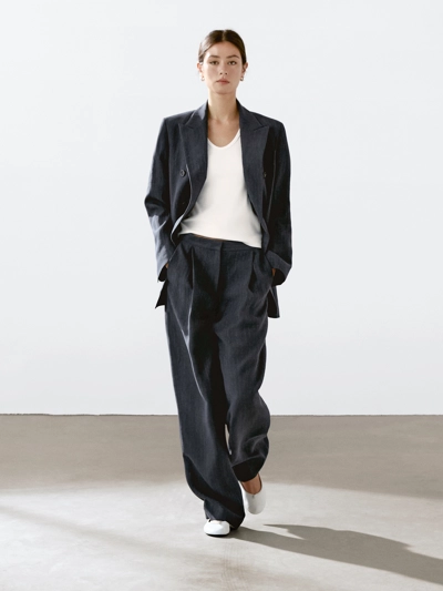 Massimo Dutti Пиджак из льняной смеси с полосатым узором купить с доставкой.