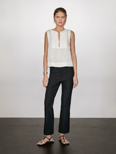 Massimo Dutti Блузка из 100% льна с деталями швов