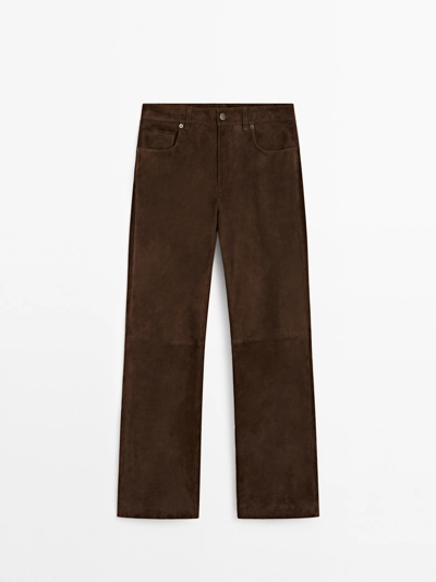 Massimo Dutti Замшевые кожаные брюки купить с доставкой.