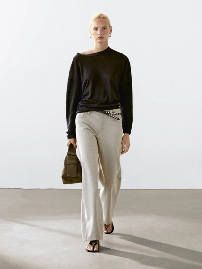 Massimo Dutti Джинсы с завышенной талией и широкими штанинами купить с доставкой.