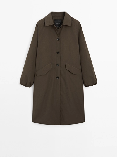 Massimo Dutti Плащ из технической ткани с деталями на пуговицах купить с доставкой.