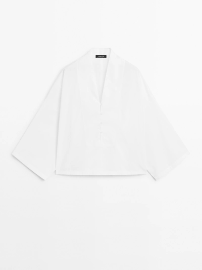 Massimo Dutti Блузка из 100% хлопка с пуговицами спереди