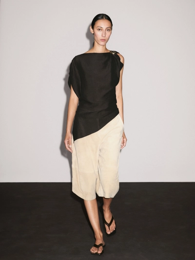 Massimo Dutti Блуза из льняной смеси с деталью на брошке