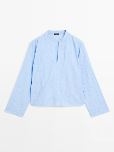 Massimo Dutti Блузка из льняной смеси с швами