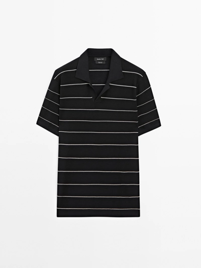 Massimo Dutti Поло с короткими рукавами из хлопка в полоску