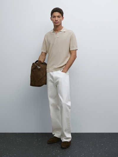 Massimo Dutti Поло с коротким рукавом из трикотажа с текстурой