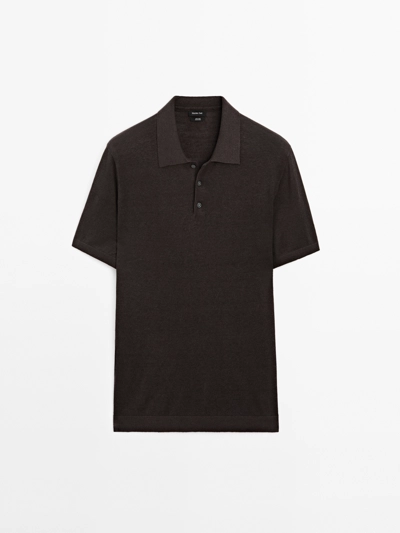 Massimo Dutti Поло из 100% льна с вязаным воротником купить с доставкой.