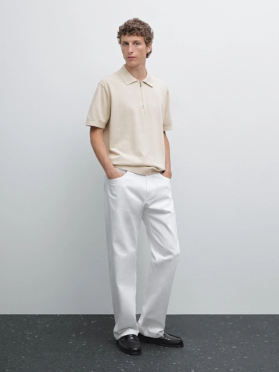 Massimo Dutti Поло с воротником-стойкой на молнии из хлопкового трикотажа