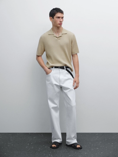 Massimo Dutti Поло с короткими рукавами из ребристого трикотажа