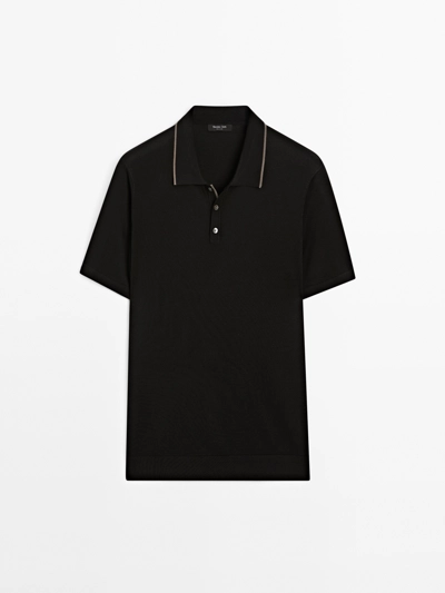 Massimo Dutti Поло с вязаным воротником и деталями цвета купить с доставкой.