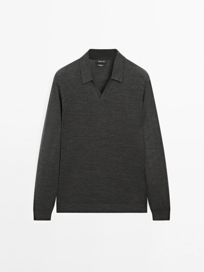 Massimo Dutti Поло-свитер из 100% мериносовой шерсти купить с доставкой.