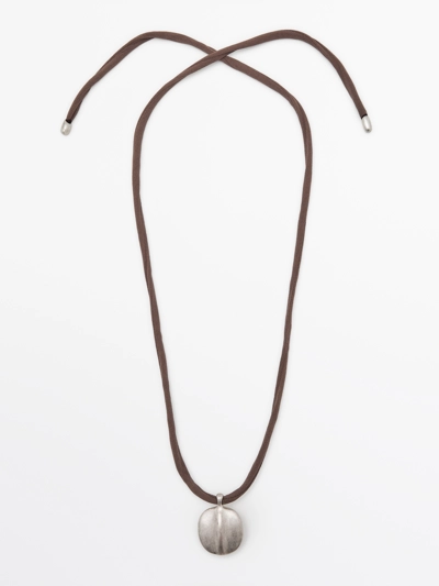 Massimo Dutti Ожерелье из шелкового шнура с подвеской в виде листа