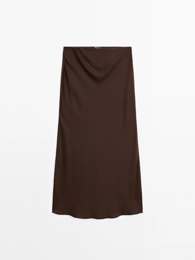Massimo Dutti Юбка миди из глянцевого атласа