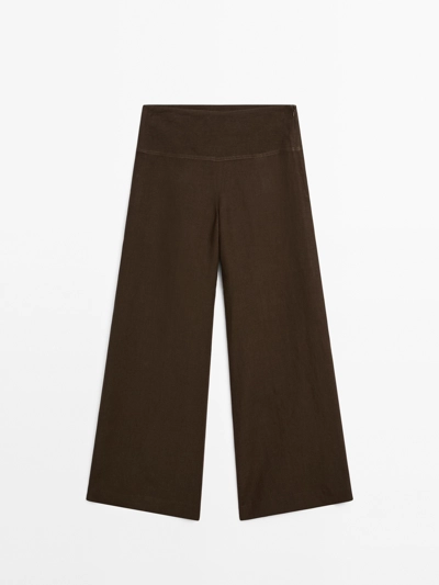 Massimo Dutti Брюки из льна с высокой посадкой и широкими штанинами