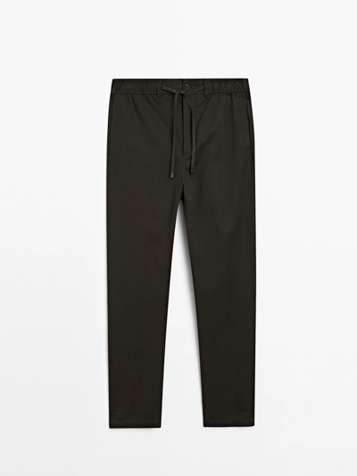 Massimo Dutti Хлопковые брюки-джоггеры из смесовой ткани