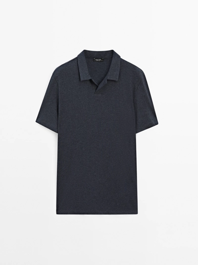 Massimo Dutti Поло с короткими рукавами из меланжевого хлопка купить с доставкой.