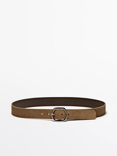 Massimo Dutti Ремень из замши с овальной пряжкой
