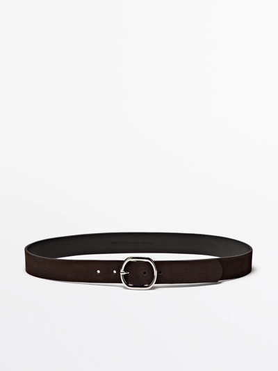 Massimo Dutti Ремень с пряжкой в виде овала из замши купить с доставкой.