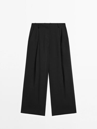 Massimo Dutti Брюки из льняной смеси с защипами купить с доставкой.