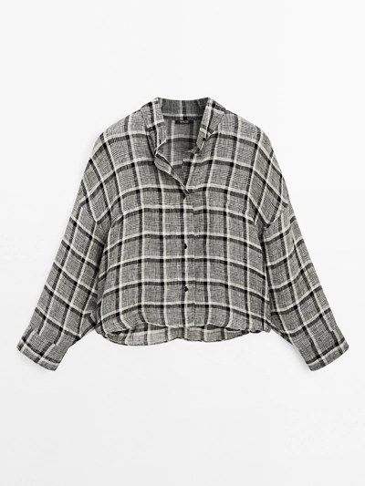 Massimo Dutti Рубашка в клетку из 100% льна купить с доставкой.