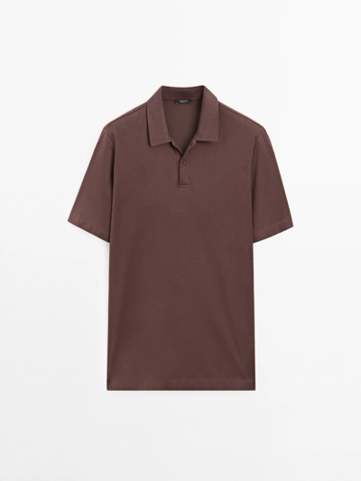 Massimo Dutti Мужская поло-рубашка из хлопково-смесовой ткани с узким кроем