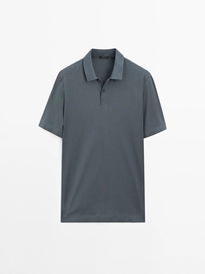 Massimo Dutti Поло из хлопкового смесового материала SLIM FIT купить с доставкой.