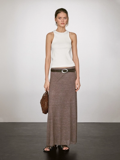 Massimo Dutti Длинная юбка из смесового льна купить с доставкой.