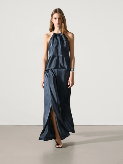 Massimo Dutti Топ на шее из жидкого атласа купить с доставкой.