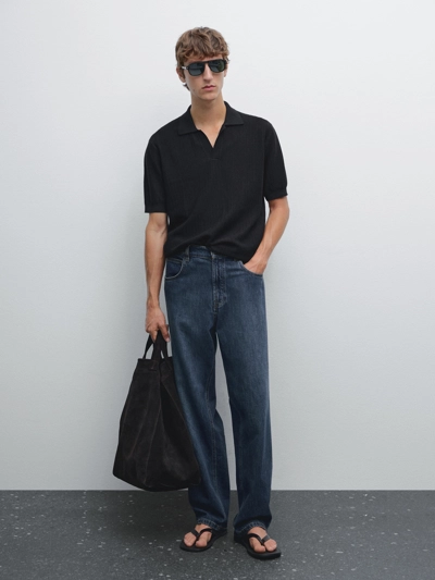 Massimo Dutti Поло с короткими рукавами из жаккардового трикотажа купить с доставкой.