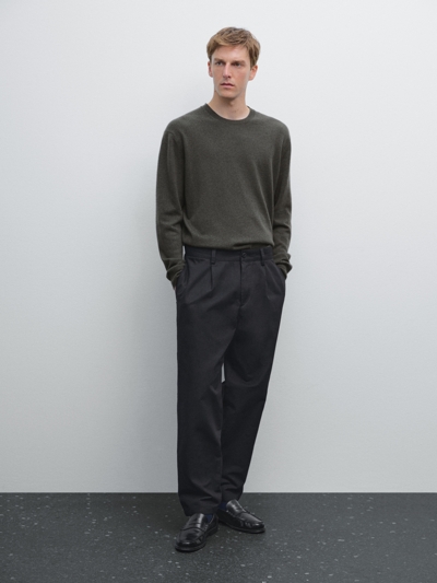 Massimo Dutti Кашемировый трикотажный свитер с круглым вырезом