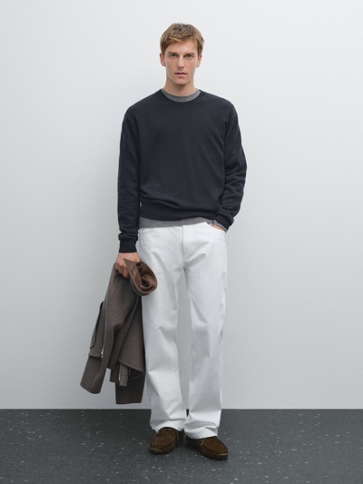 Massimo Dutti Кашемировый вязаный свитер с круглым вырезом