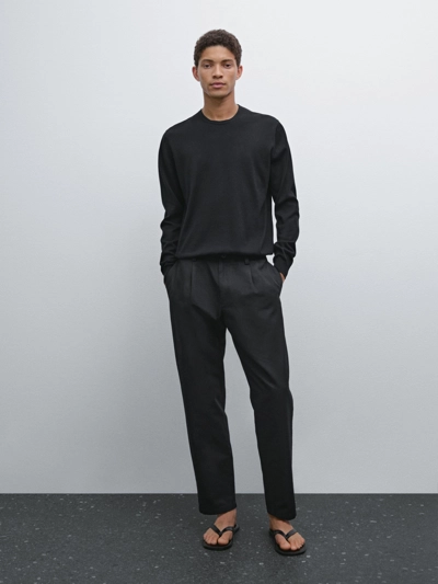 Massimo Dutti Свитер с длинным рукавом из хлопкового трикотажа