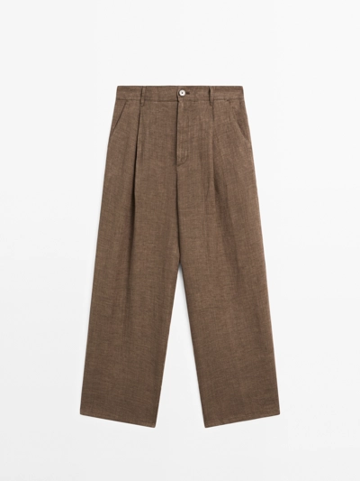 Massimo Dutti 100% льняные брюки широкого покроя купить с доставкой.