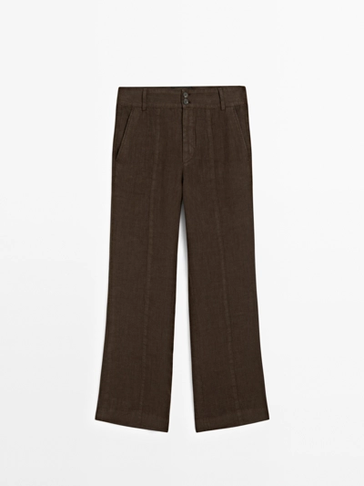 Massimo Dutti Брюки из 100% льна со свободным кроем и расклешенными штанинами купить с доставкой.