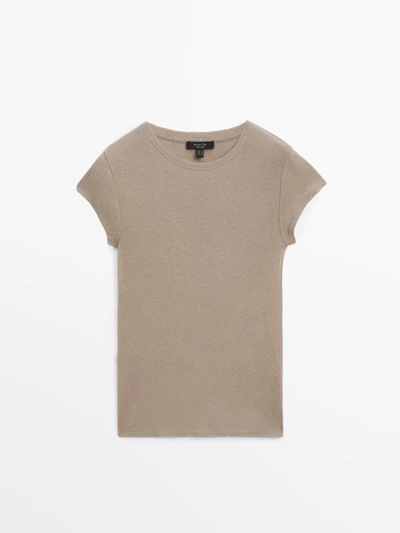 Massimo Dutti Футболка из хлопкового смесового материала с коротким рукавом купить с доставкой.