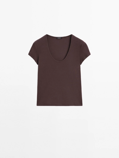 Massimo Dutti Футболка с круглым вырезом из хлопка купить с доставкой.