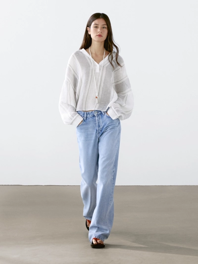 Massimo Dutti Блузка из льна с полосками купить с доставкой.