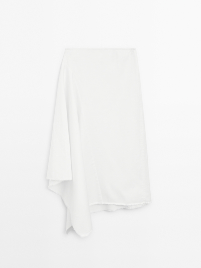 Massimo Dutti Джинсовая юбка миди с асимметричным кроем купить с доставкой.