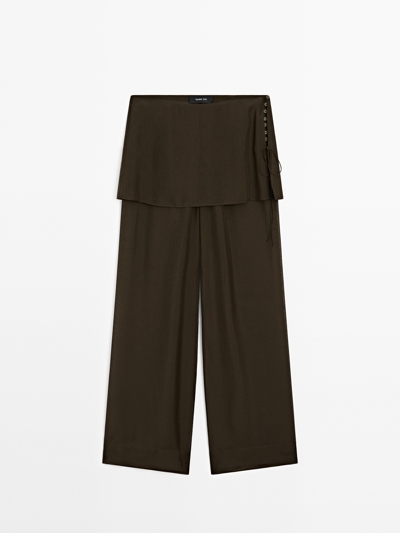 Massimo Dutti Брюки из шелка с оверлеем-мини-юбкой купить с доставкой.