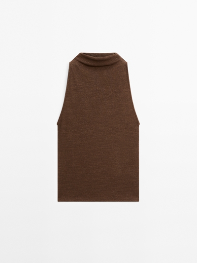 Massimo Dutti Топ с высоким воротником с металлическим эффектом