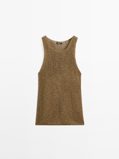 Massimo Dutti Топ с отделкой из трикотажа на шее купить с доставкой.