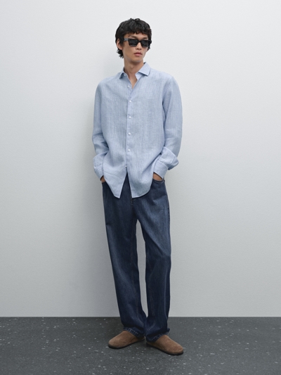 Massimo Dutti Рубашка из 100% льна с регулярной посадкой